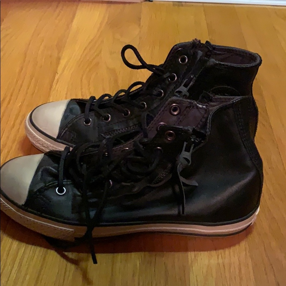 Converse black leather sneakers